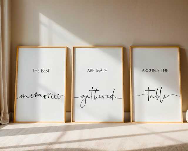 Set Of 3 Dining Room Wall Art Prints - Kitchen Decor Eat Drink Love Modern Farmhouse - image 1