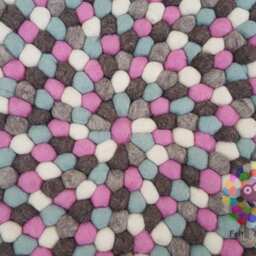 Felt Ball Rug Natural Tone With Pink & Blue - 20-250 cm - thumbnail 2