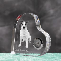 Jack Russell Terrier - Crystal Clock in The Shape Of A Heart With Image Pure-Bred Dog - thumbnail 2