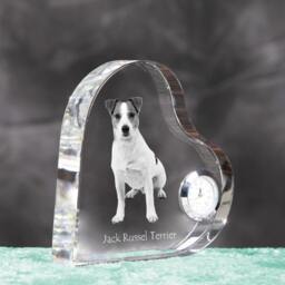 Jack Russell Terrier - Crystal Clock in The Shape Of A Heart With Image Pure-Bred Dog - thumbnail 3