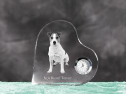 Jack Russell Terrier - Crystal Clock in The Shape Of A Heart With Image Pure-Bred Dog - thumbnail 1