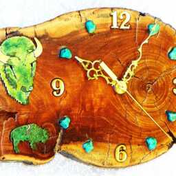 "Spirit Buffalo With Turquoise Stones Log Cabin Style 11"" X 7.5"" 2.5" - thumbnail 3