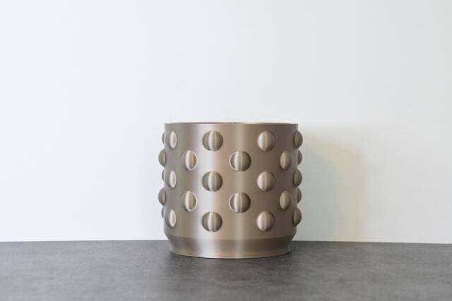 "Polka Dot Planter With Drainage & Saucer in Champagne Bronze, Unique 3D-Printed Plant Pot, Small To Large Sizes 4"" 5"" 6"" 7"" 8" - image 1
