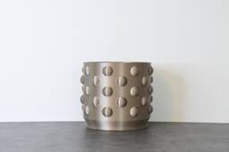 "Polka Dot Planter With Drainage & Saucer in Champagne Bronze, Unique 3D-Printed Plant Pot, Small To Large Sizes 4"" 5"" 6"" 7"" 8" - thumbnail 1