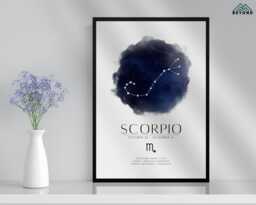 Scorpio Star Sign Constellation Print & Frame Gift - Astronomy Astrology Zodiac Stars Art Wall Decor For Her Him Boyfriend Girlfriend Boho - thumbnail 1