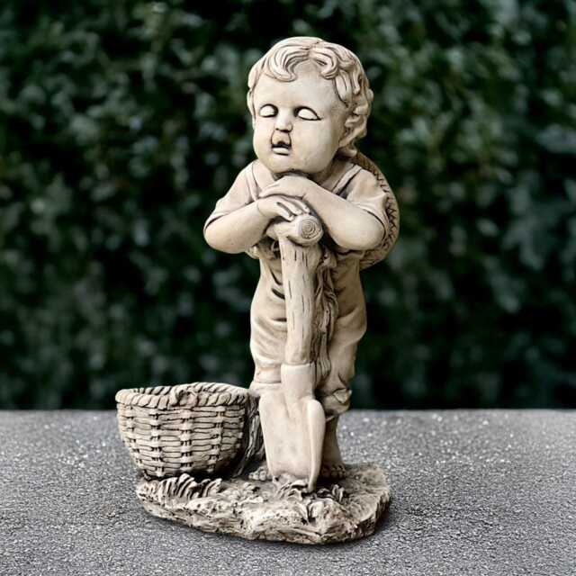stone Boy With Flower Pot Sculpture Concrete Planter Figurine Outdoor Children Cement Decoration Handmade Ornament - image 1