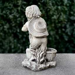 stone Boy With Flower Pot Sculpture Concrete Planter Figurine Outdoor Children Cement Decoration Handmade Ornament - thumbnail 4