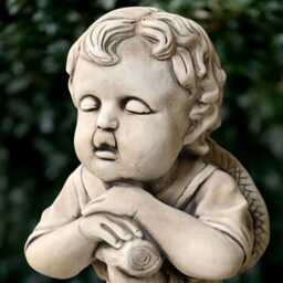 stone Boy With Flower Pot Sculpture Concrete Planter Figurine Outdoor Children Cement Decoration Handmade Ornament - thumbnail 2