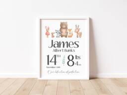 Personalised Name Print - A5 A4 A3 Nursery Decor Boys Bedroom Playroom Scandi Baby Gift - thumbnail 1