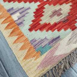 Classic Runner Rug, Handmade Artisan Afghan Turkish Scandinavian Navajo Bohemian Wool Flatweave Multicolour Kilim Rug 144x55 cm - thumbnail 2