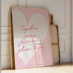 Together Is Our Favourite Place To Be Art Print, Pink Wall Decor - thumbnail 3