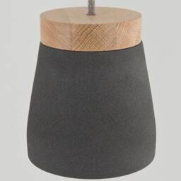 No. 03 - Ceramic Hanging Lamp Anthracite Gray Pendant Textile Cable Oak Wood Led Dining Table Counter Work Matt - thumbnail 2