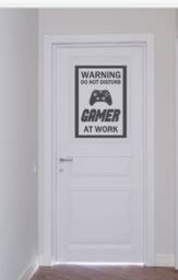 Warning. Do Not Disturb. Gamer. At Work - Vinyl Wall Decal -Gaming Decals - thumbnail 1