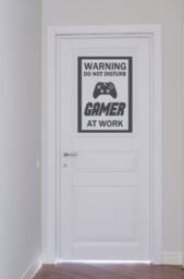 Warning. Do Not Disturb. Gamer. At Work - Vinyl Wall Decal -Gaming Decals - thumbnail 2