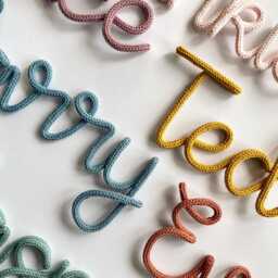 Knitted Wire Name Sign, Custom Words, Sign For Nursery, Rope Wall Art, Playroom Decor Personalised Gifts - thumbnail 2