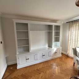 Tv/Entertainment Media Unit With Open Shelving & 3 Cupboards, Edwardian Style Shaker Doors, Free Standing, Painted - thumbnail 2