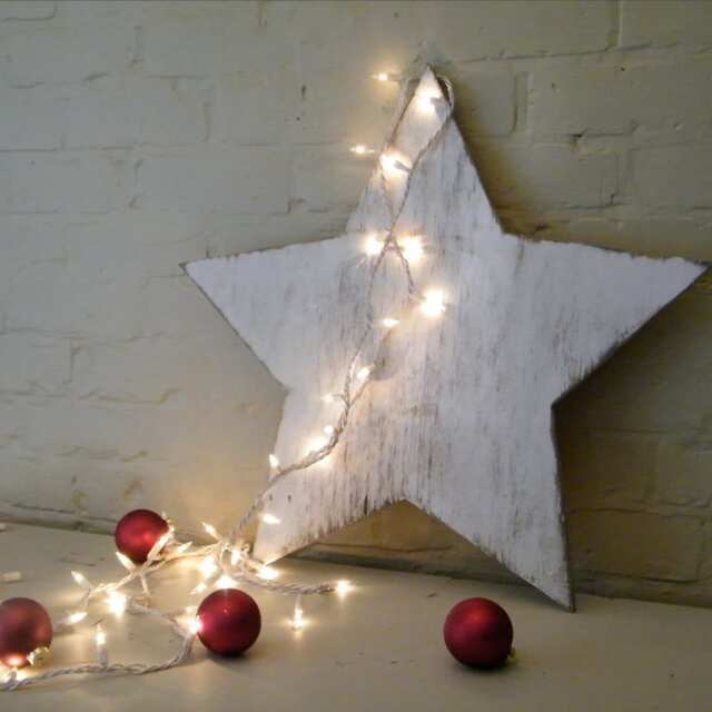 Rustic Large White-Washed Wooden Star Wall Decor For Holiday, Christmas, & Outdoor Winter Decoration - image 1