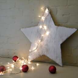 Rustic Large White-Washed Wooden Star Wall Decor For Holiday, Christmas, & Outdoor Winter Decoration - thumbnail 1