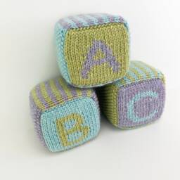 Set Of Three Knitted Blocks - Light Blue, Green & Purple - thumbnail 2