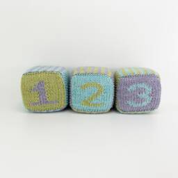 Set Of Three Knitted Blocks - Light Blue, Green & Purple - thumbnail 3