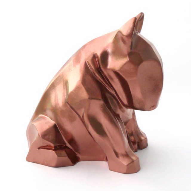 Copper Bull Terrier Sculpture Cubist Dog Lover Gift - image 1
