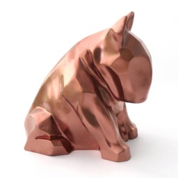 Copper Bull Terrier Sculpture Cubist Dog Lover Gift - thumbnail 1