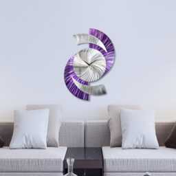 Purple Wall Clock Abstract Art Sculpture, Silent Movement, Modern Decor For Home & Office - thumbnail 3