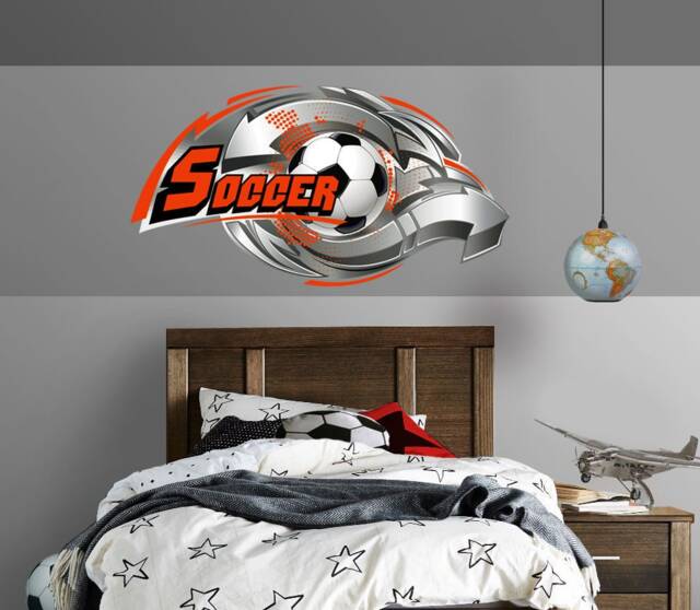 Original Digital Graffiti Art, Soccer Wall Decal, Eco Friendly Repositionable Sports Sticker, Mural For Kids Or Teen's Room, PVC Free - image 1