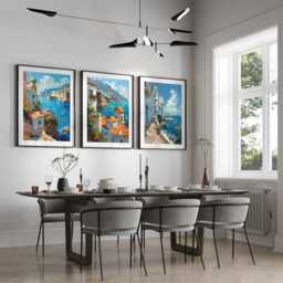 Italy Set Of 3 , Wall Art Print, Modern Minimalist Poster, City Home Decor Malta, Amalfi Coast Travel Print - thumbnail 2