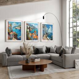 Italy Set Of 3 , Wall Art Print, Modern Minimalist Poster, City Home Decor Malta, Amalfi Coast Travel Print - thumbnail 1