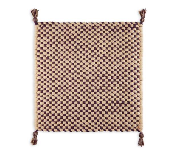 Handmade Beige Wool Rug Felted New Zealand Wool, Home Decor - 72cm X 75cm