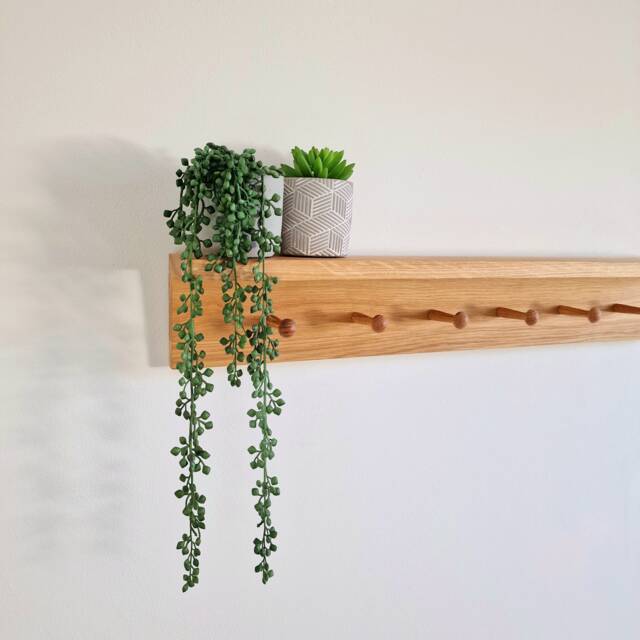 Oak Coat Rack, Peg Shelf, Shelf With Pegs, Modern Coat Oak Rack Shelf, Entryway, Hallway, Nursery Kitchen - image 1