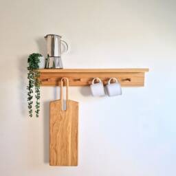 Oak Coat Rack, Peg Shelf, Shelf With Pegs, Modern Coat Oak Rack Shelf, Entryway, Hallway, Nursery Kitchen - thumbnail 2