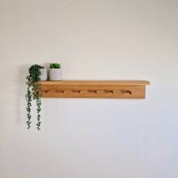Oak Coat Rack, Peg Shelf, Shelf With Pegs, Modern Coat Oak Rack Shelf, Entryway, Hallway, Nursery Kitchen - thumbnail 3