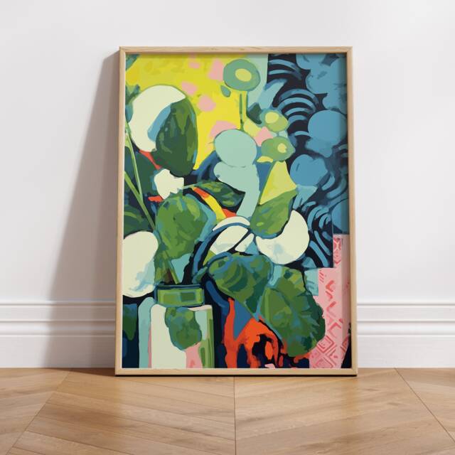 Matisse Inspired Flowers Illustration Abstract Boho Art Physical Poster - image 1