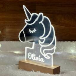 Personalised Unicorn Night Light, Kids Bedroom Decor, Personalized Children's Light New Baby Name Lamp, Newborn Nursery Shower Christmas - thumbnail 2