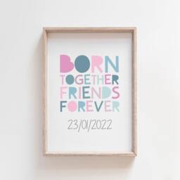 Twins Bedroom Prints, Brother & Sister Sibling Rainbow Playroom Wall Art, Girls Boys Shared Room, Set Of 3 - thumbnail 3