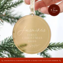 Personalised Baby's First Christmas, Rose Gold, Silver Christmas Tree Decoration Bauble, Secret Santa Gift Idea - thumbnail 2