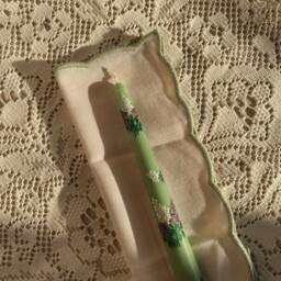 Hand Painted Lilac Candle Pastel Green Or Blue Bespoke Decor - thumbnail 3