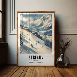 Serfaus Poster Print - Watercolour Ski Alpine Art - Travel Wall Artwork Skiing Gifts Austrian Alps Decor Resort Snowboarding Gift - thumbnail 2
