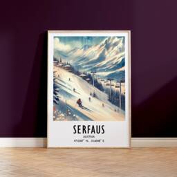 Serfaus Poster Print - Watercolour Ski Alpine Art - Travel Wall Artwork Skiing Gifts Austrian Alps Decor Resort Snowboarding Gift - thumbnail 3