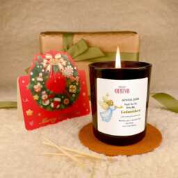 Personalised Thank You Godmother Christmas Candle Gift Set- Xmas For Godmother- Scented With Free Card & Matches - thumbnail 3