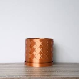 "Heart Planter With Drainage & Saucer in Copper, Cute 3D-Printed Plant Pot, Small To Large Sizes 4"" 5"" 6"" 7"" 8" - thumbnail 3