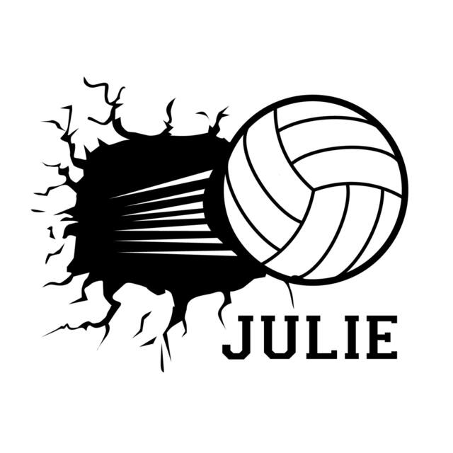 Personalized Volleyball Smashing Through The Wall With Name - Sticker Vinyl Decal - image 1
