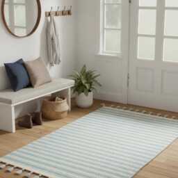 Handmade Light Boue Wool Kilim Rug Modern Minimalist Flatweave Area Rug - thumbnail 4