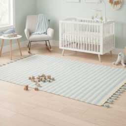 Handmade Light Boue Wool Kilim Rug Modern Minimalist Flatweave Area Rug - thumbnail 3