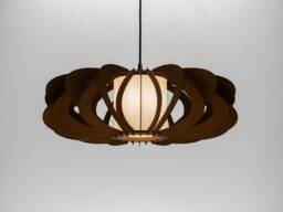 Brown Poeny Glass, Wood Ceiling Light, Scandinavian Pendant, Style, Plywood Chandelier, Pendant Light Brada - thumbnail 1