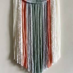 Pastel Yarn Hoop Wall Hanging, Modern Boho Nursery Decor - thumbnail 3