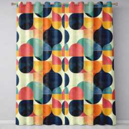 Modern Abstract Geometric Blocks Color Texture Pattern Seamless Readymade Eyelet Ring Top Thermal 100% Blackout Curtains - thumbnail 2
