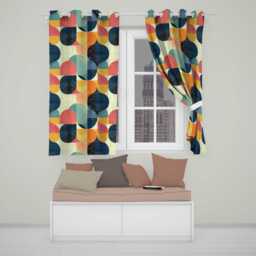 Modern Abstract Geometric Blocks Color Texture Pattern Seamless Readymade Eyelet Ring Top Thermal 100% Blackout Curtains - thumbnail 1